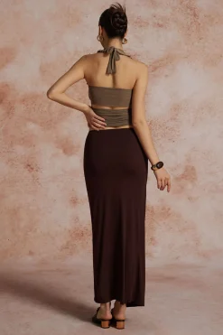 MICAS Tank Tops & Cami-Pleated Mesh Halter Tank Top