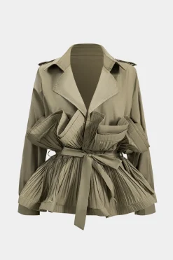 MICAS Outerwear|Outerwear-Pleated Ruffle Tie-Up Jacket