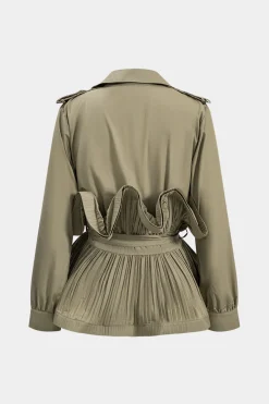 MICAS Outerwear|Outerwear-Pleated Ruffle Tie-Up Jacket