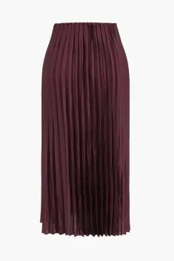 MICAS Skirts-Pleated Satin Skirt
