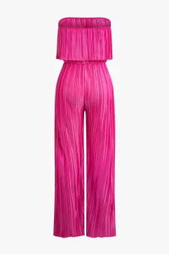 MICAS Jumpsuits & Rompers-Plisse Wrap Off Shoulder Jumpsuit RASPBERRY