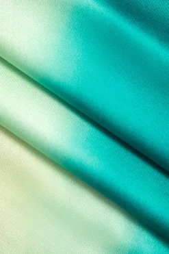 MICAS Long Sleeve Dresses-Plus Size Ombre Tie Front Midi Dress GREEN