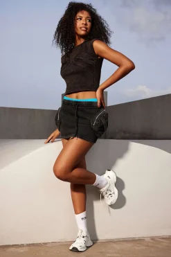 MICAS Skirts-Pocket Drawstring Mini Skirt DARK GRAY