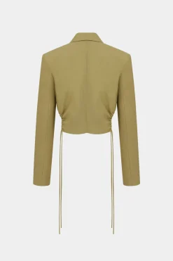 MICAS Outerwear|Outerwear-Pocket Notched Lapel Drawstring Blazer BROWN