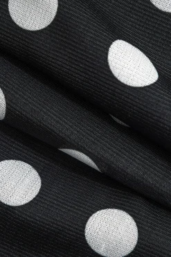 MICAS Long Sleeve Dresses|Maxi Dresses-Polka Dot Print Off Shoulder Maxi Dress BLACK