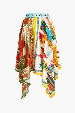 MICAS Skirts-Print Asymmetrical Skirt MULTICOLOR