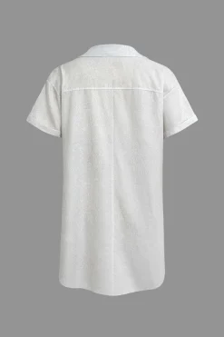 MICAS Blouses & Shirts-Print Knot Front Cropped Shirt WHITE