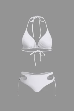 MICAS Swimwear|Vacation Sets-Print T-shirt And Tie Halter Bikini Set