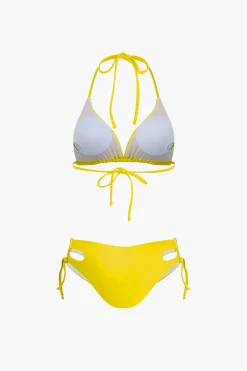MICAS Swimwear|Vacation Sets-Print T-shirt And Tie Halter Bikini Set
