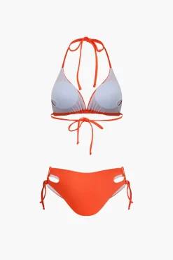 MICAS Swimwear|Vacation Sets-Print T-shirt And Tie Halter Bikini Set