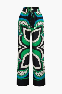 MICAS Pants-Printed Drawstring Waist Straight Leg Pants