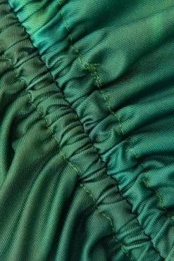 MICAS Midi Dresses-Printed Halter Corset Drawstring Slit Midi Dress DARK GREEN