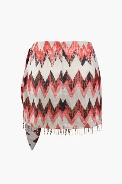 MICAS Skirts-Printed Knot Mini Skirt MILITARY