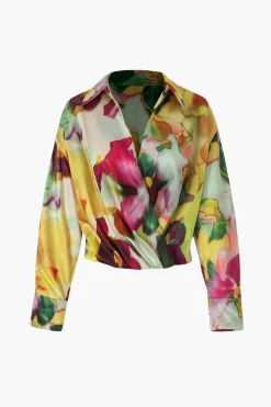 MICAS Long Sleeve Tops|Long Sleeves Tops-Printed Satin Blouse