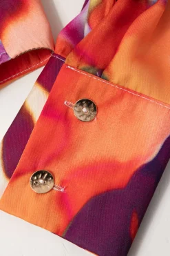 MICAS Long Sleeve Tops|Long Sleeves Tops-Printed Satin Blouse