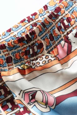 MICAS Pant Sets-Printed Satin Halter Tie Cami And Wide Leg Pants Set MULTICOLOR