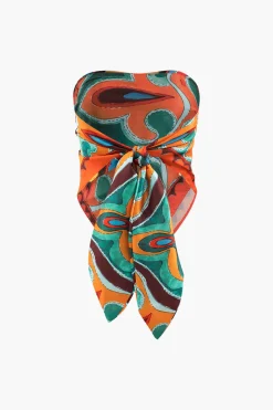 MICAS Tube Tops-Printed Strappy Scarf Top MULTICOLOR