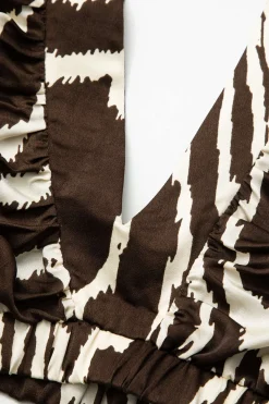 MICAS Long Sleeve Tops|Long Sleeves Tops-Printed V-neck Back Cut Out Crop Blouse MULTICOLOR