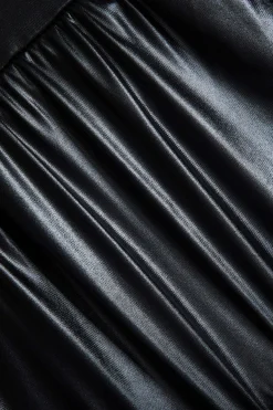 MICAS Skirts-Pu Leather Ruched A-Line Skirt