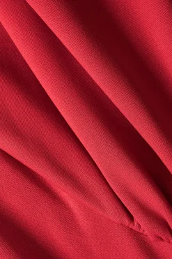 MICAS Long Sleeve Dresses|Mini Dresses-Puff Hem Zipper Long Sleeve Mini Dress RED