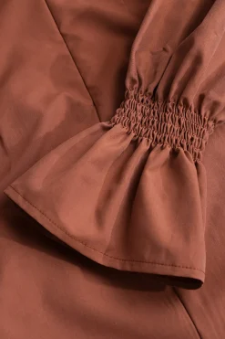 MICAS Long Sleeve Dresses|Mini Dresses-Puff Sleeve Square Neck Mini Dress CARAMEL