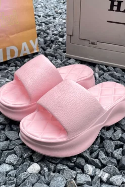 MICAS Shoes|Shoes-Quilted Thick Platform Slide Sandals