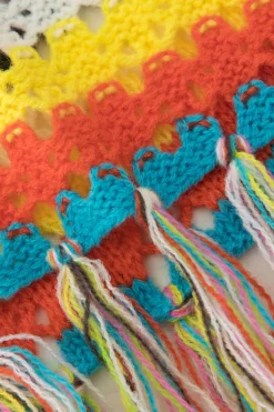 MICAS Skirts-Rainbow Crochet Split Tassel Cover-Up Skirt MULTICOLOR