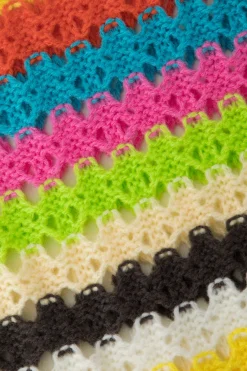 MICAS Skirts-Rainbow Crochet Split Tassel Cover-Up Skirt MULTICOLOR