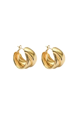 MICAS Earrings|Accessories-Retro Double-Layer Metal Earrings PURE GOLD