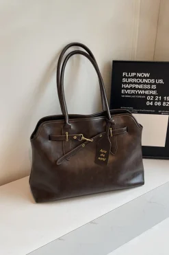 MICAS Bags-Retro Large Capacity Shoulder Bag Tote COFFEE