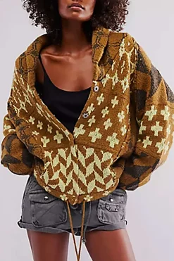 MICAS Outerwear|Outerwear-Retro Pattern Knit Button Cardigan