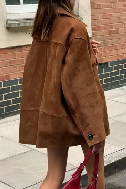 MICAS Outerwear|Outerwear-Retro Print Button Pocket Jacket BROWN