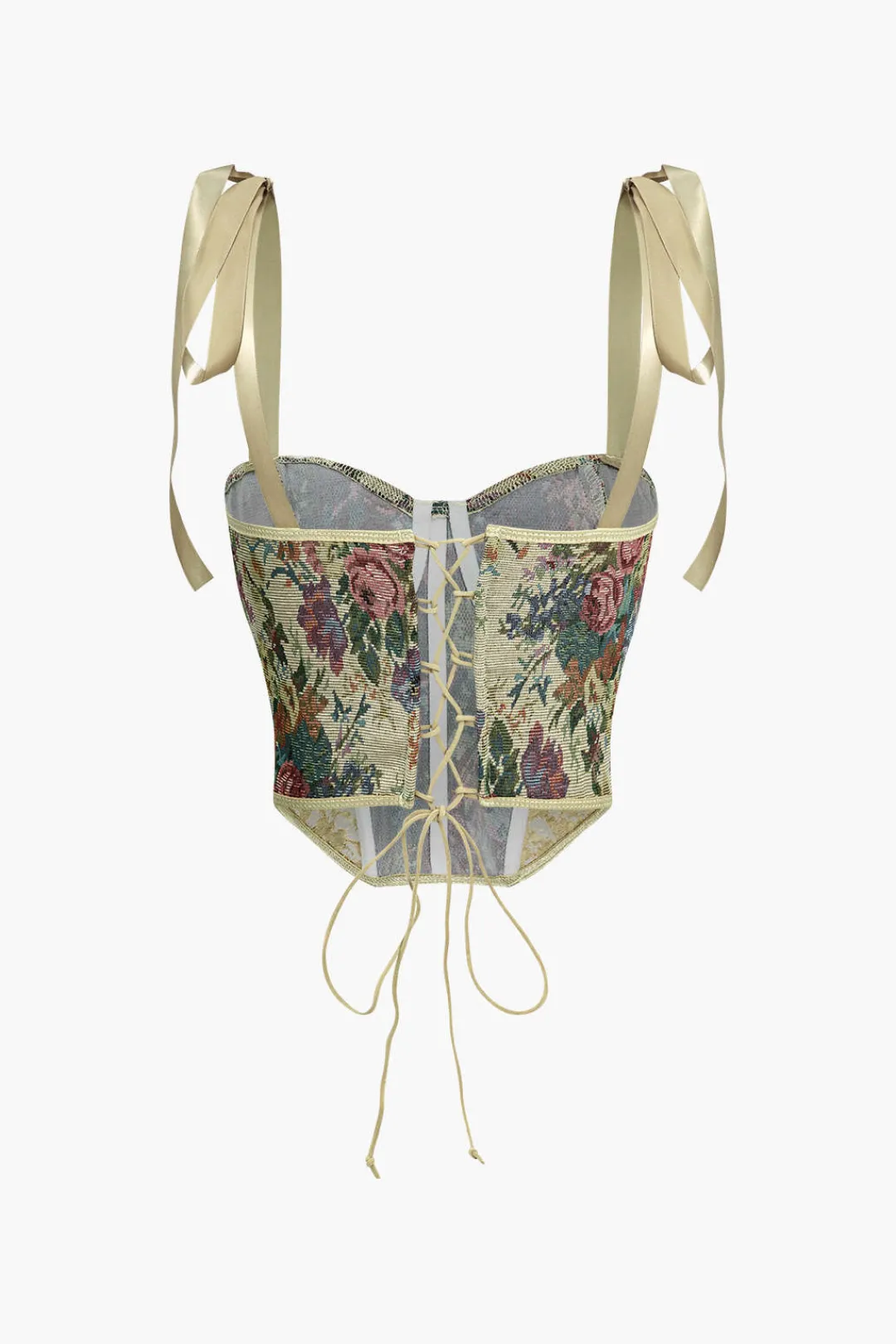 MICAS Corset & Bustier Tops|Tank Tops & Cami-Retro Print Corset Tie-Up Cami Top MULTICOLOR