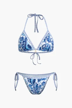 MICAS Swimwear|Vacation Sets-Retro Print Halter Bikini Set