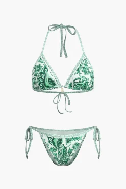MICAS Swimwear|Vacation Sets-Retro Print Halter Bikini Set