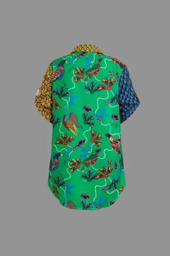 MICAS Pant Sets|Vacation Sets-Retro Print Shirt and Pants Set MULTICOLOR