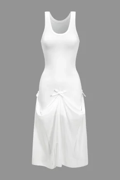 MICAS Mini Dresses-Reversible Bow Tie Tank Mini Dress WHITE