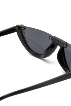 MICAS Sunglasses|Accessories-Rhinestone Decor Half Frame Sunglasses BLACK