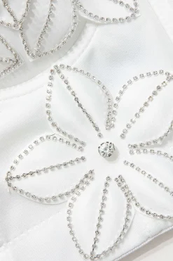 MICAS Corset & Bustier Tops-Rhinestone Embellished Flower Hook And Eye Bustier Cami Top