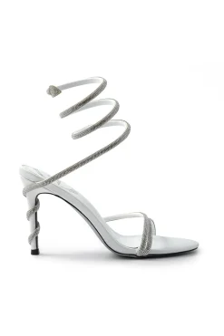 MICAS Shoes|Shoes-Rhinestone Embellished Open Toe High-heeled Sandals With Calf Strap