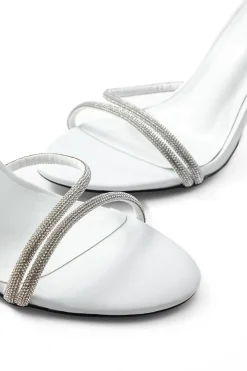 MICAS Shoes|Shoes-Rhinestone Embellished Open Toe High-heeled Sandals With Calf Strap