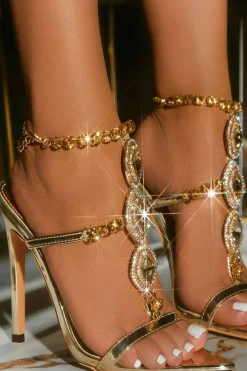 MICAS Shoes|Shoes-Rhinestone Pointed Toe High Heels GOLD