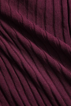 MICAS Long Sleeve Tops|Long Sleeves Tops-Ribbed Button Long-Sleeve Top BURGUNDY