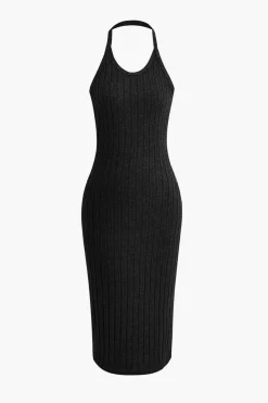 MICAS Vacation Sets-Ribbed Cardigan And Halter Dress Set