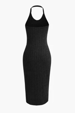 MICAS Vacation Sets-Ribbed Cardigan And Halter Dress Set