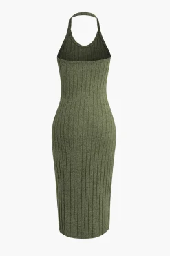 MICAS Vacation Sets-Ribbed Cardigan And Halter Dress Set