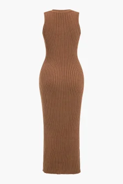 MICAS Knitwear|Knit Sets-Ribbed Knit Dress And Cardigan Set