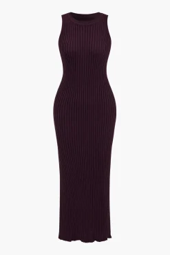 MICAS Knitwear|Knit Sets-Ribbed Knit Dress And Cardigan Set