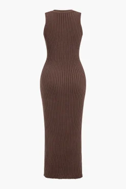 MICAS Knitwear|Knit Sets-Ribbed Knit Dress And Cardigan Set