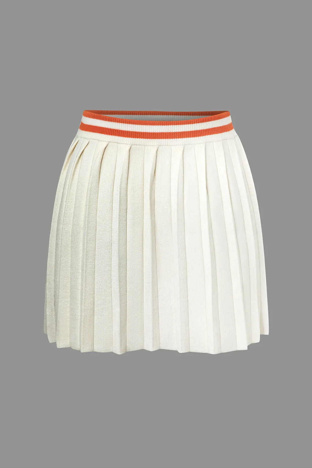 MICAS Vacation Sets|Knit Sets-Ribbed Knit Polo Top And Pleated Skirt Set Contrast Color